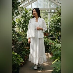 Vintage Prairie Calico Nightgown & Duster Set Cottagecore Medium